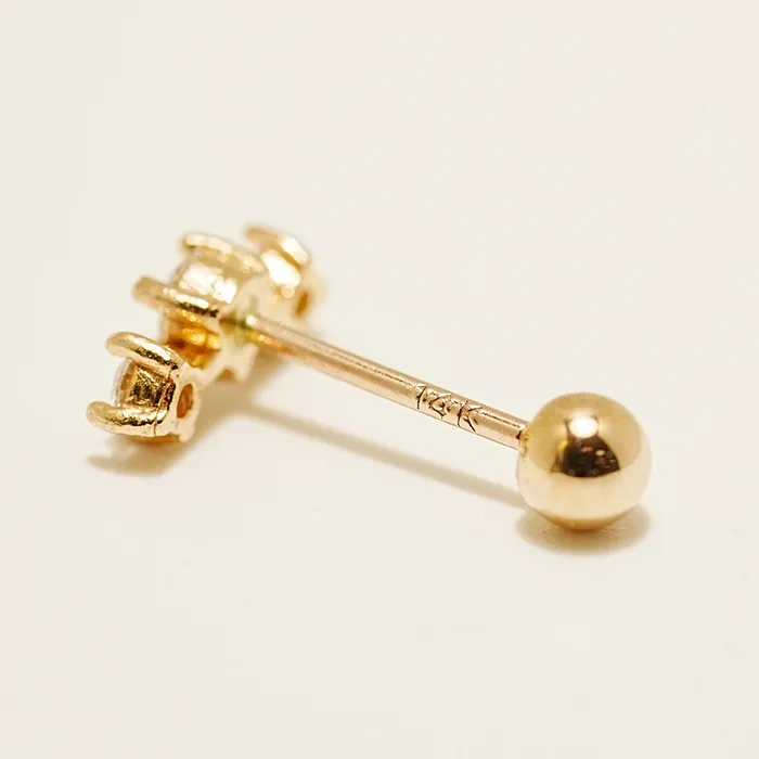 Earrings MinimalBijoux 14K Gold Triple Crown Moissanite Cartilage Earring 20G18G16G