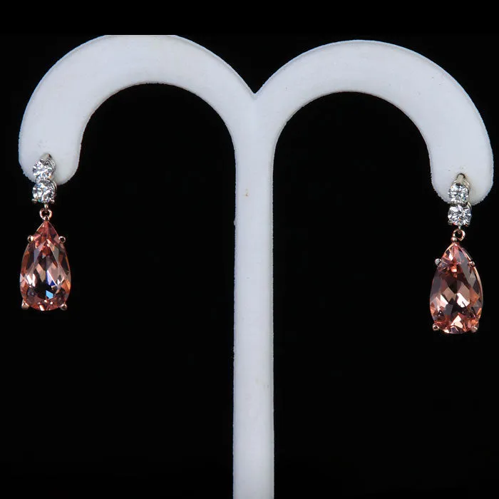 Earrings Moriartys Gem Art 14K White Gold Morganite Earrings with Diamonds 670 Carats Earrings Moriartys Gem Art 14K White Gold Morganite Earrings with Diamonds 670 Carats