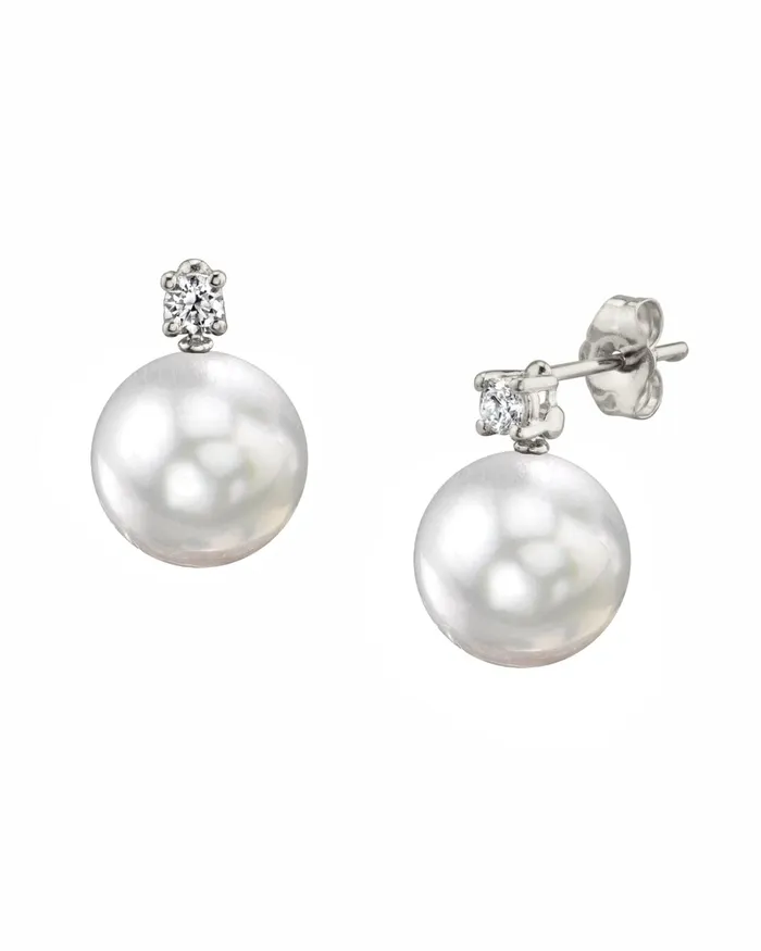Earrings SPT White South Sea Pearl Diamond Fame Stud Earrings