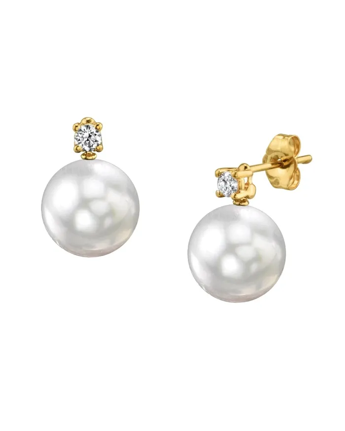 Earrings SPT White South Sea Pearl Diamond Fame Stud Earrings