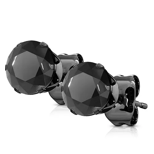 Earrings Tulsa Body Jewelry Round CZ Black Stud Earrings Earrings Tulsa Body Jewelry Round CZ Black Stud Earrings