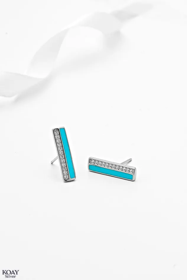 Earrings Zircon Earring 038Turquoise KOAY Silver Store