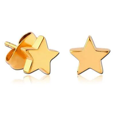Flat Star Gold Stud Earrings Tulsa Body Jewelry Earrings
