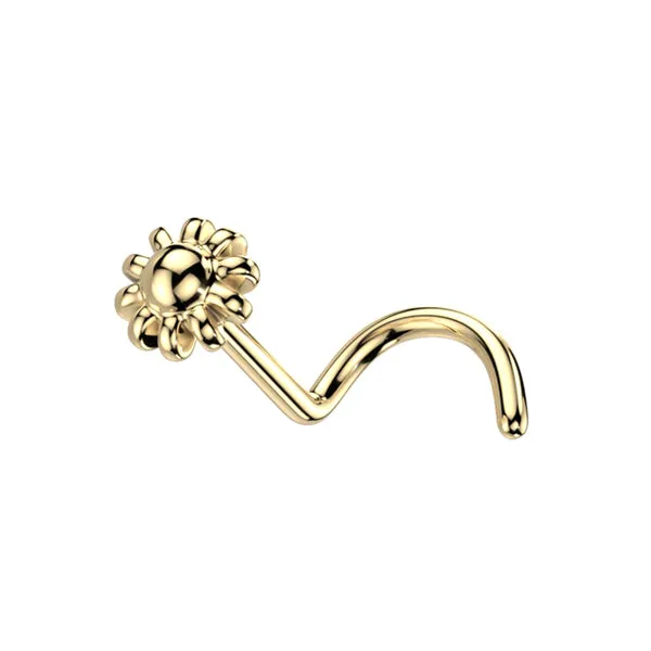 Flower Yellow 14k Gold Nostril Screw Tulsa Body Jewelry Earrings