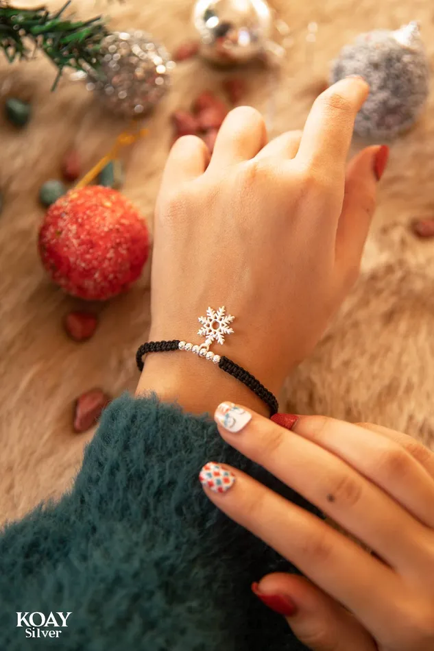KOAY Silver Store Black Snowflake Bracelet Bracelets