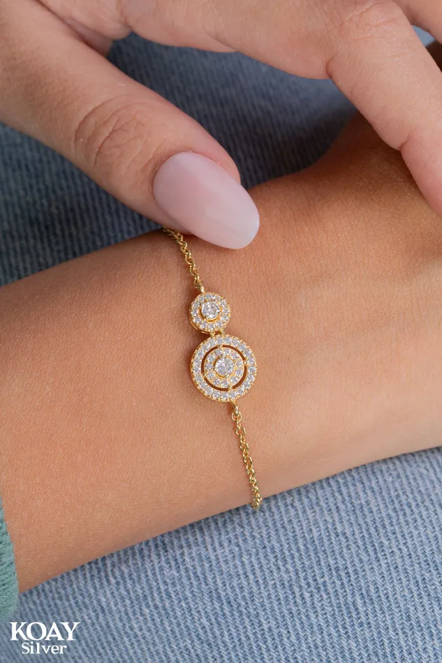 KOAY Silver Store Circle Zircon Bracelet Gold Plated Bracelets