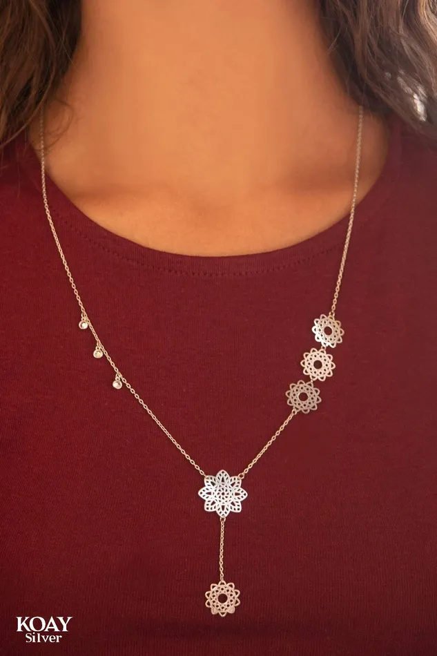 KOAY Silver Store Necklaces Flowers Necklace 02
