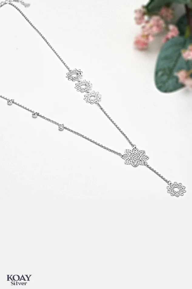 KOAY Silver Store Necklaces Flowers Necklace 02