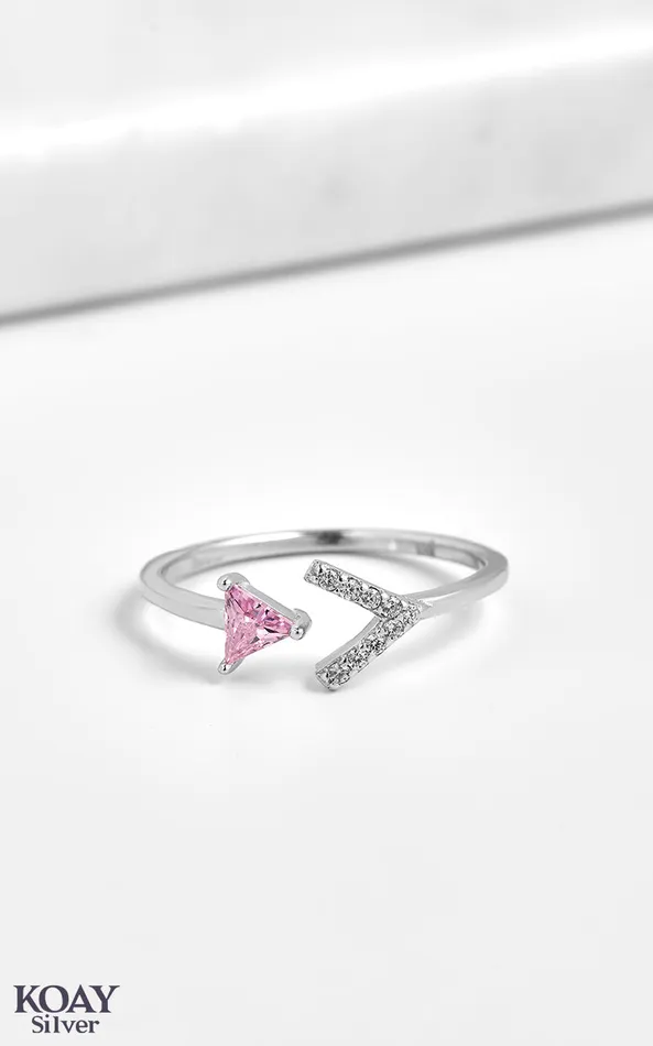 KOAY Silver Store Rings Arrow Zircon Rose Ring