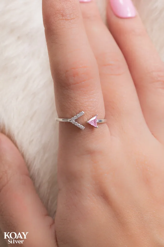 KOAY Silver Store Rings Arrow Zircon Rose Ring KOAY Silver Store Rings Arrow Zircon Rose Ring