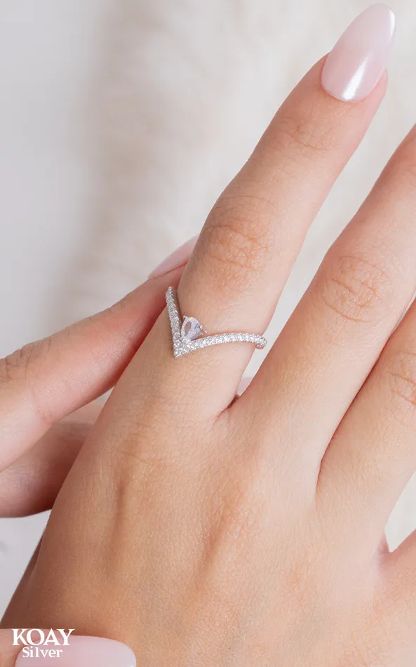 KOAY Silver Store Rings Wave Zircon Ring 057S KOAY Silver Store Rings Wave Zircon Ring 057S