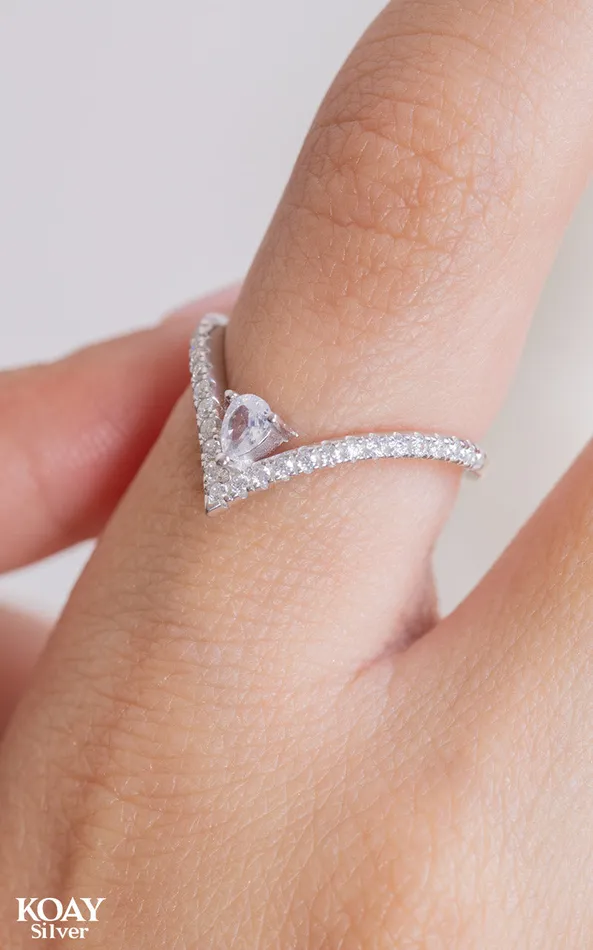 KOAY Silver Store Rings Wave Zircon Ring 057S KOAY Silver Store Rings Wave Zircon Ring 057S