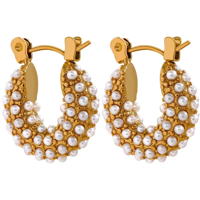 Mabel Love Co Earrings Pearl Cascade Hoop Earrings