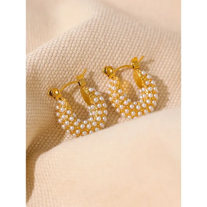 Mabel Love Co Earrings Pearl Cascade Hoop Earrings