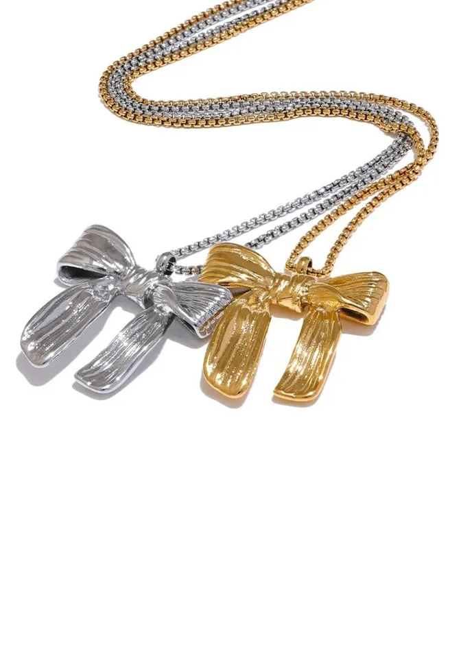 Mabel Love Co Necklaces Elegant Bow Pendant Necklace