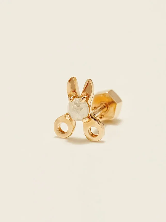 MinimalBijoux 14K Gold Rough Diamond Scissors Cartilage Earring 18G Earrings