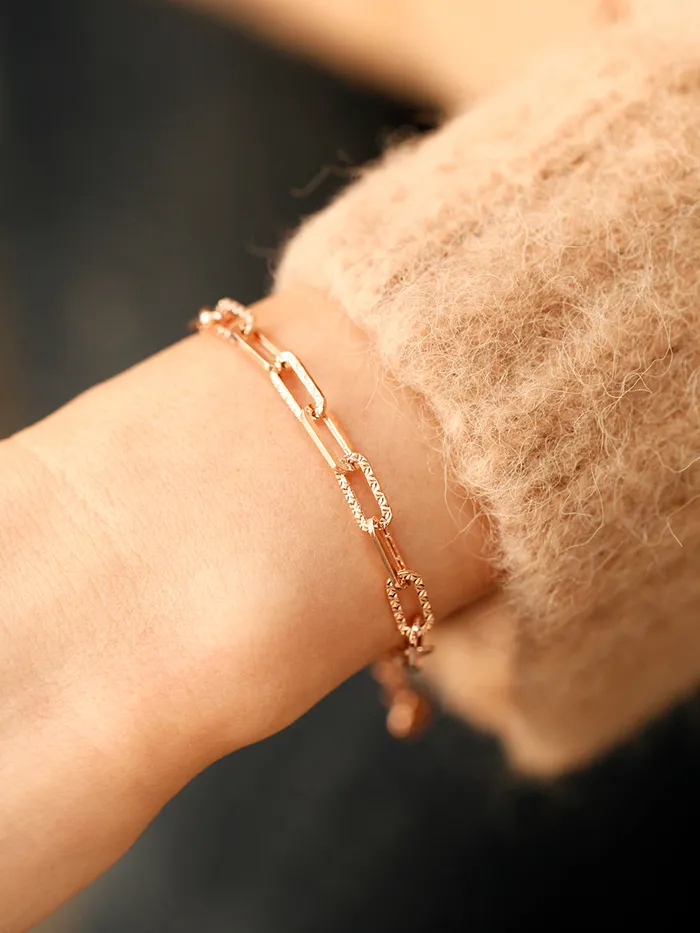 MinimalBijoux Bracelets 14K 18K Gold Antique Clip Square Chain Bracelet