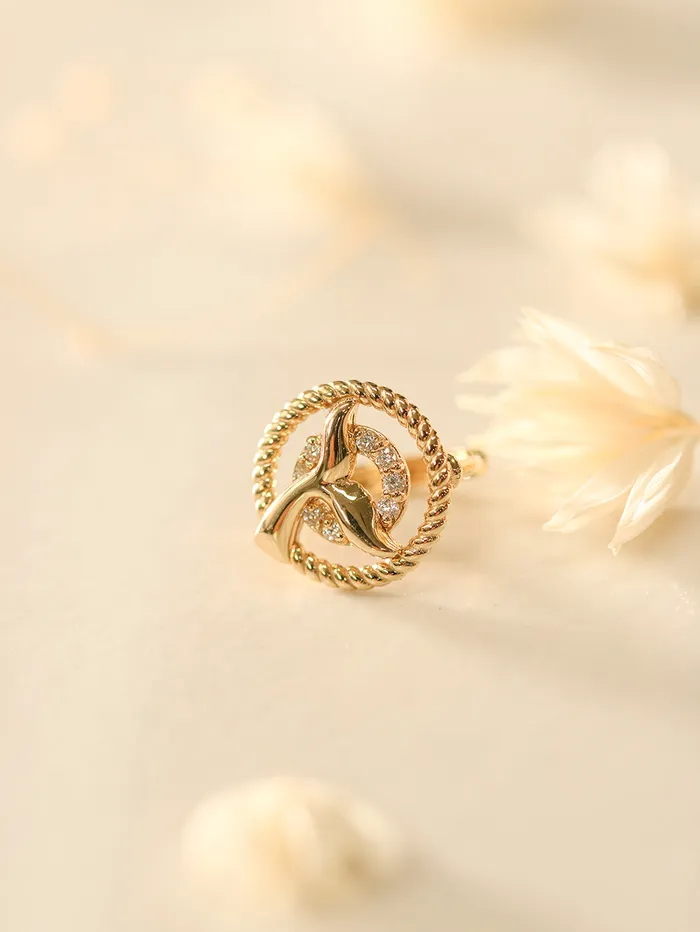 MinimalBijoux Earrings 14K 18K Gold Lucky Whale Tail Hoop Earring