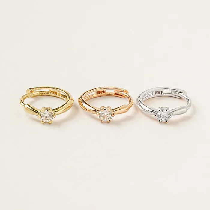 MinimalBijoux Earrings 14K 18K Moissanite Mini CZ Cartilage Hoop Earring