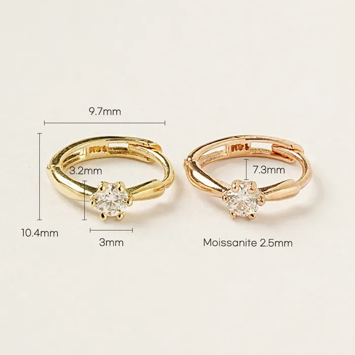 MinimalBijoux Earrings 14K 18K Moissanite Mini CZ Cartilage Hoop Earring