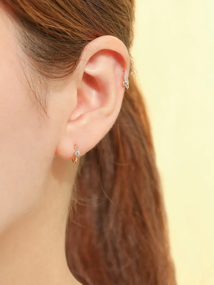 MinimalBijoux Earrings 14K 18K Moissanite Mini CZ Cartilage Hoop Earring