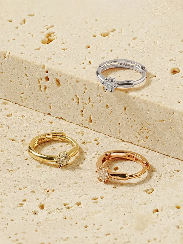 MinimalBijoux Earrings 14K 18K Moissanite Mini CZ Cartilage Hoop Earring