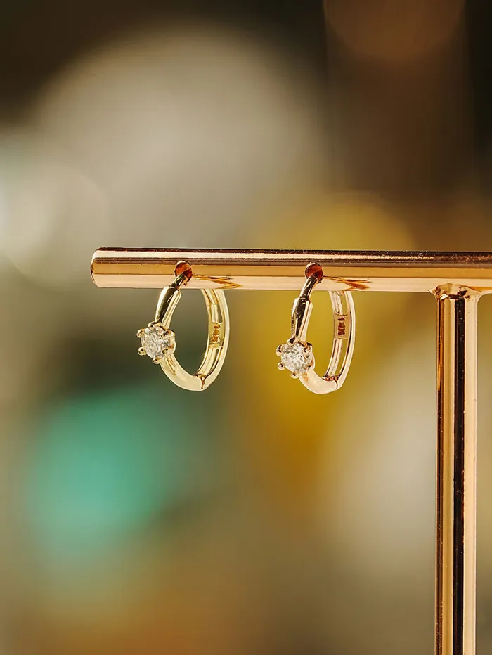 MinimalBijoux Earrings 14K 18K Moissanite Mini CZ Cartilage Hoop Earring