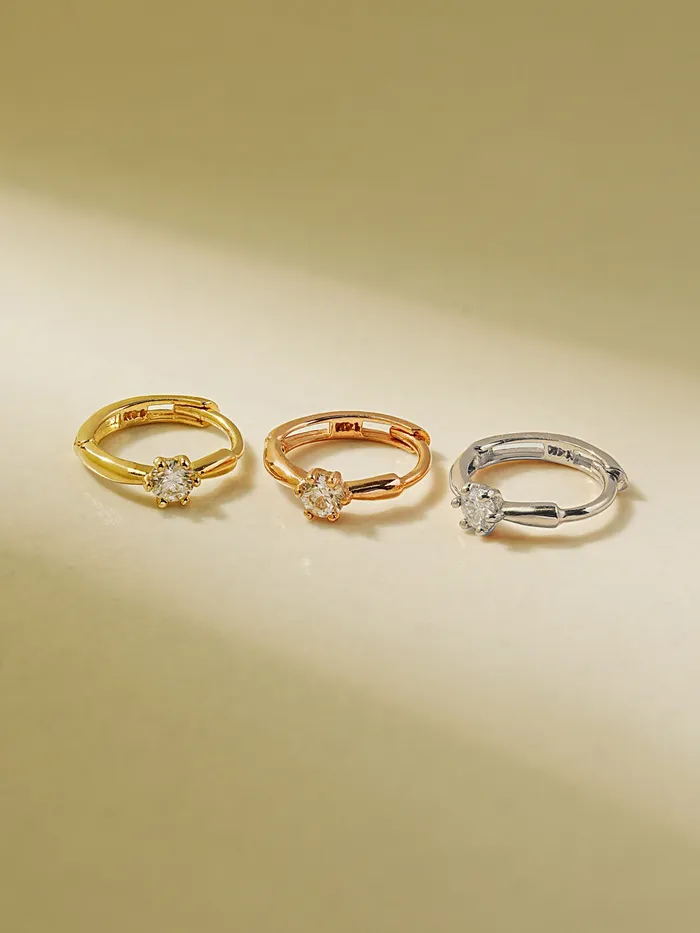 MinimalBijoux Earrings 14K 18K Moissanite Mini CZ Cartilage Hoop Earring