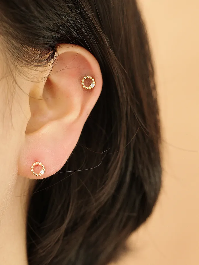 MinimalBijoux Earrings 14K gold Bubble Ball Cubic cartilage earring 20g