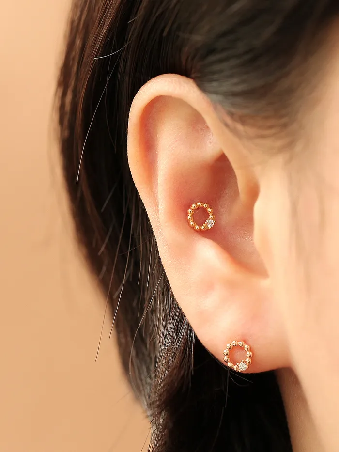 MinimalBijoux Earrings 14K gold Bubble Ball Cubic cartilage earring 20g