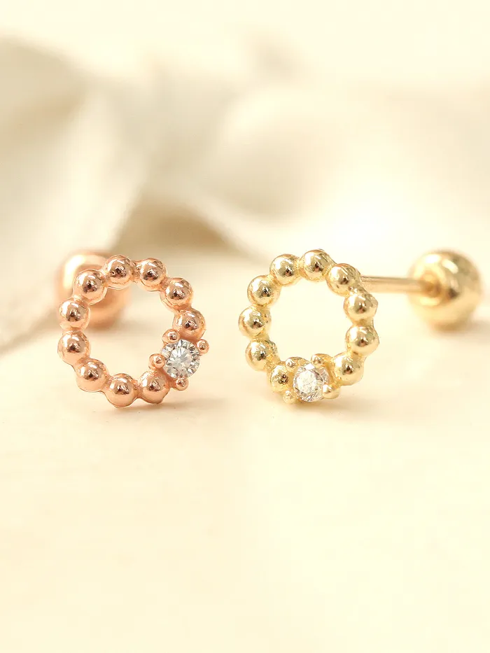 MinimalBijoux Earrings 14K gold Bubble Ball Cubic cartilage earring 20g