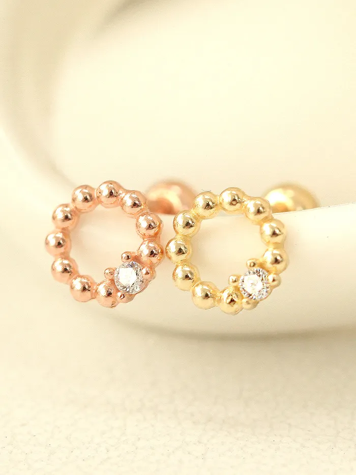 MinimalBijoux Earrings 14K gold Bubble Ball Cubic cartilage earring 20g