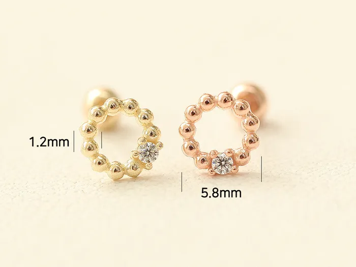 MinimalBijoux Earrings 14K gold Bubble Ball Cubic cartilage earring 20g