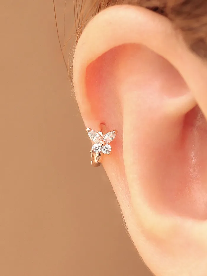 MinimalBijoux Earrings 14K Gold Mini Cubic Butterfly Hoop Earring