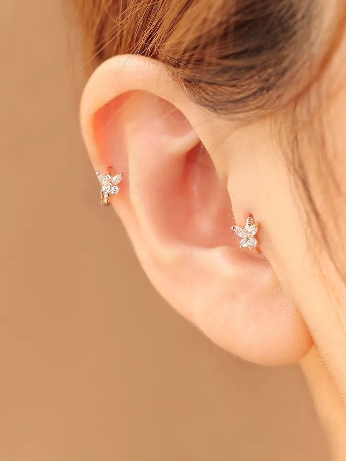 MinimalBijoux Earrings 14K Gold Mini Cubic Butterfly Hoop Earring