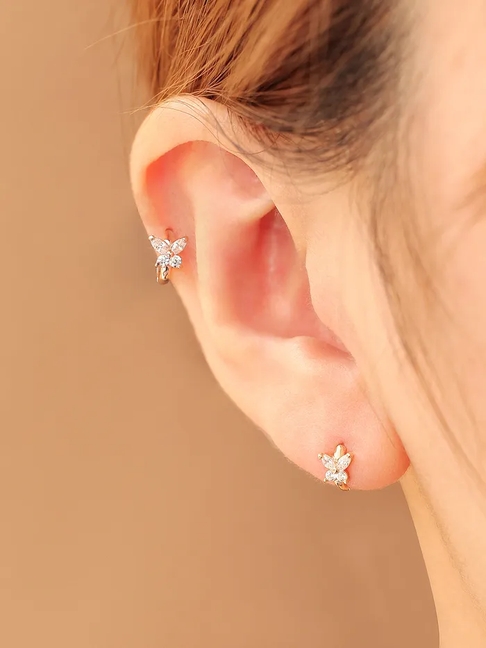 MinimalBijoux Earrings 14K Gold Mini Cubic Butterfly Hoop Earring