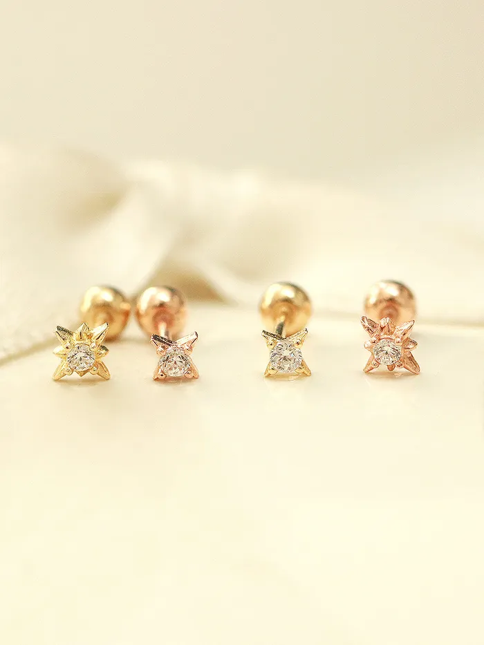 MinimalBijoux Earrings 14K gold Mini Twinkle Cubic cartilage earring 20g