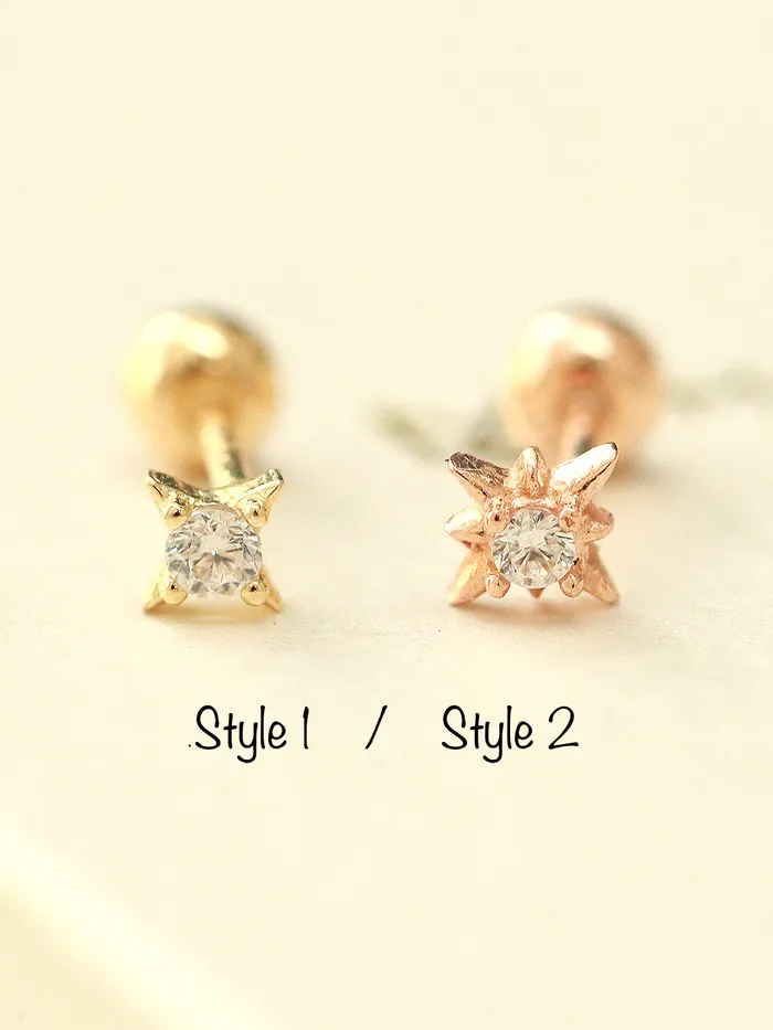 MinimalBijoux Earrings 14K gold Mini Twinkle Cubic cartilage earring 20g