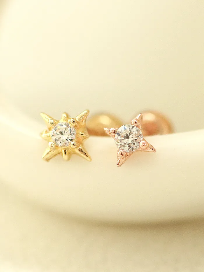 MinimalBijoux Earrings 14K gold Mini Twinkle Cubic cartilage earring 20g