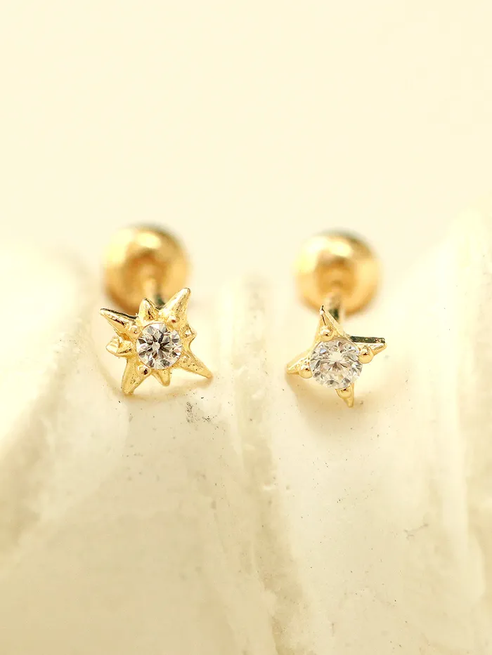 MinimalBijoux Earrings 14K gold Mini Twinkle Cubic cartilage earring 20g