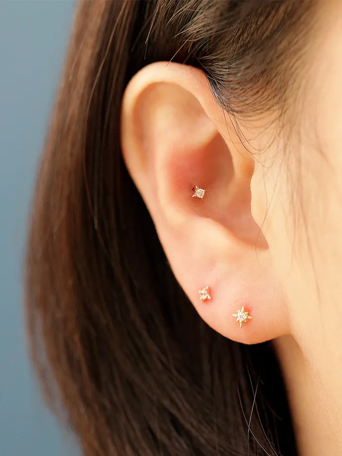 MinimalBijoux Earrings 14K gold Mini Twinkle Cubic cartilage earring 20g