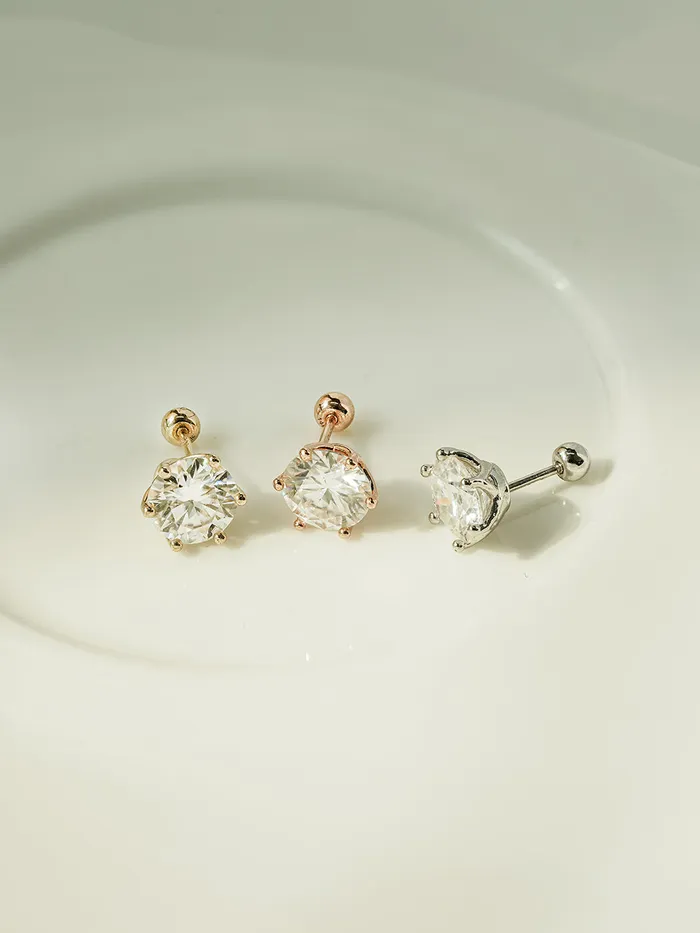 MinimalBijoux Earrings 14K Gold Moissanite Crown Cartilage Earring 20G18G16G