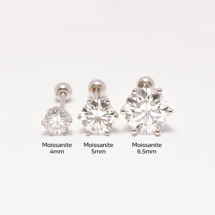 MinimalBijoux Earrings 14K Gold Moissanite Crown Cartilage Earring 20G18G16G