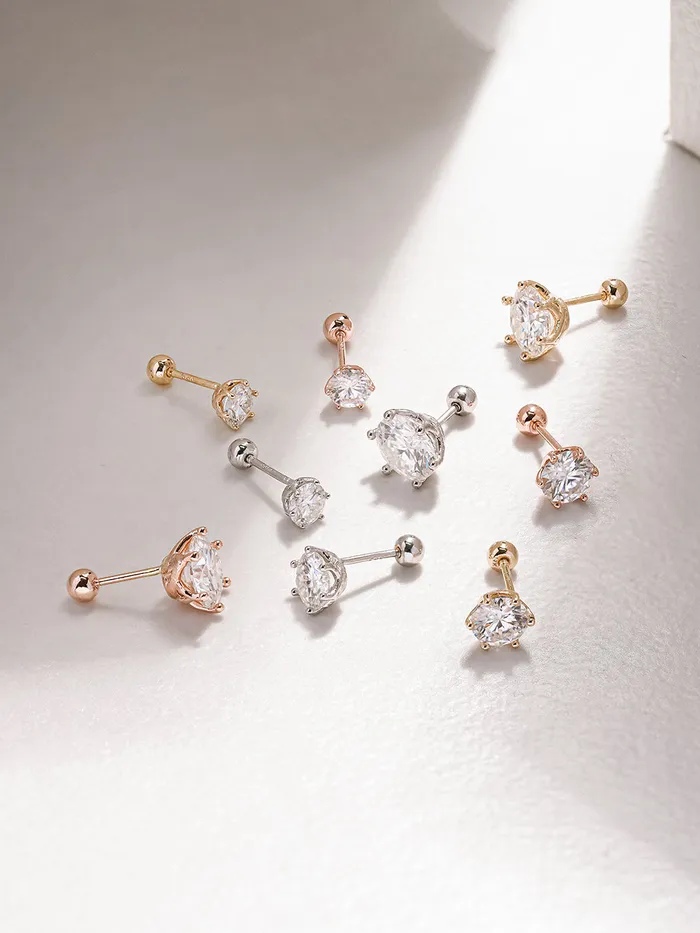 MinimalBijoux Earrings 14K Gold Moissanite Crown Cartilage Earring 20G18G16G