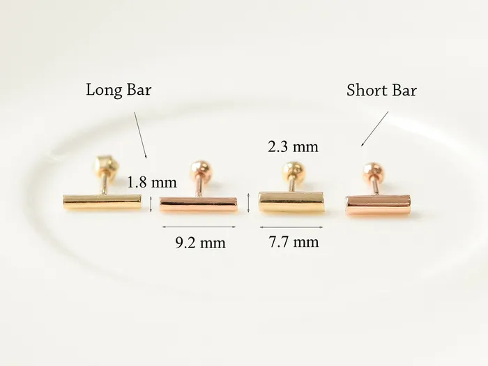 MinimalBijoux Earrings 14K Gold Round stick cartilage earring 18g16g