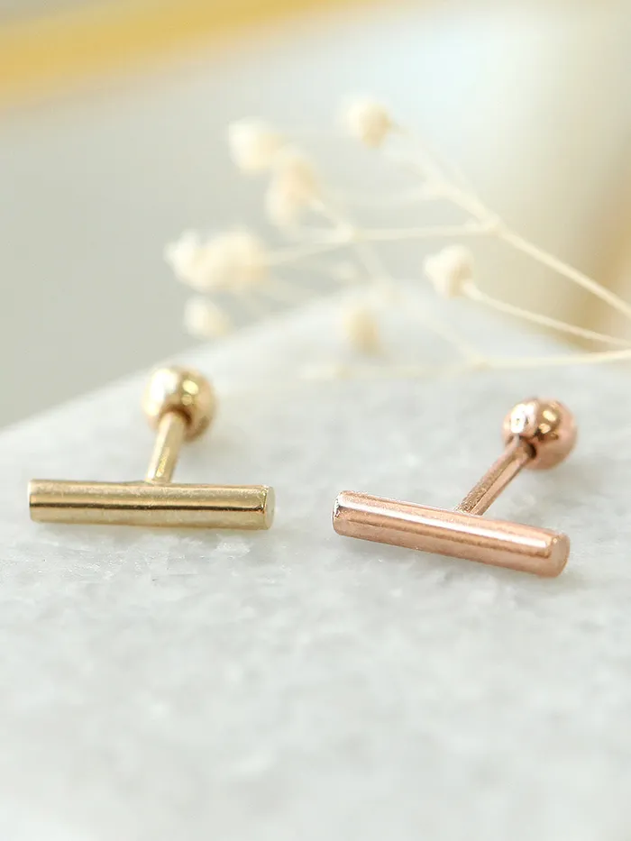 MinimalBijoux Earrings 14K Gold Round stick cartilage earring 18g16g
