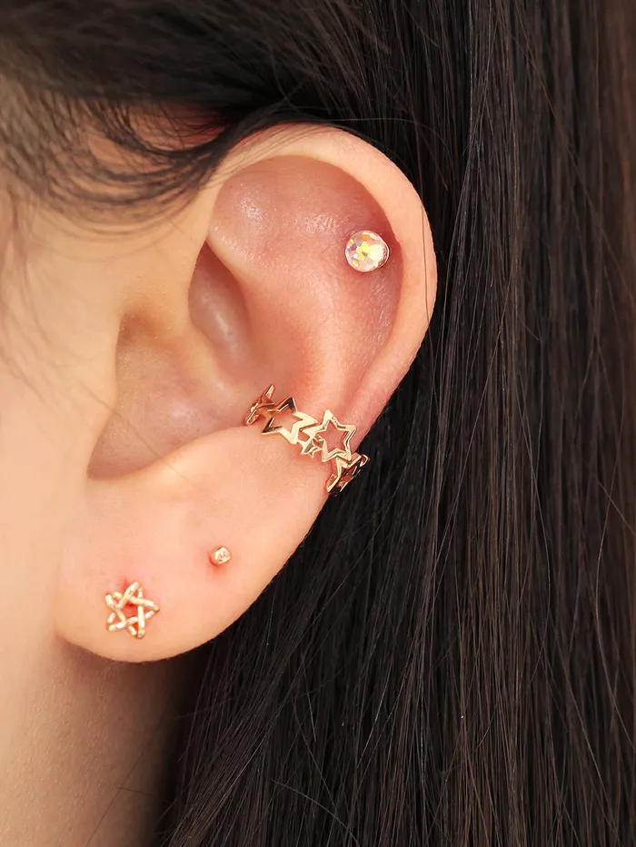 MinimalBijoux Earrings 14K Gold Star Ear Cuff