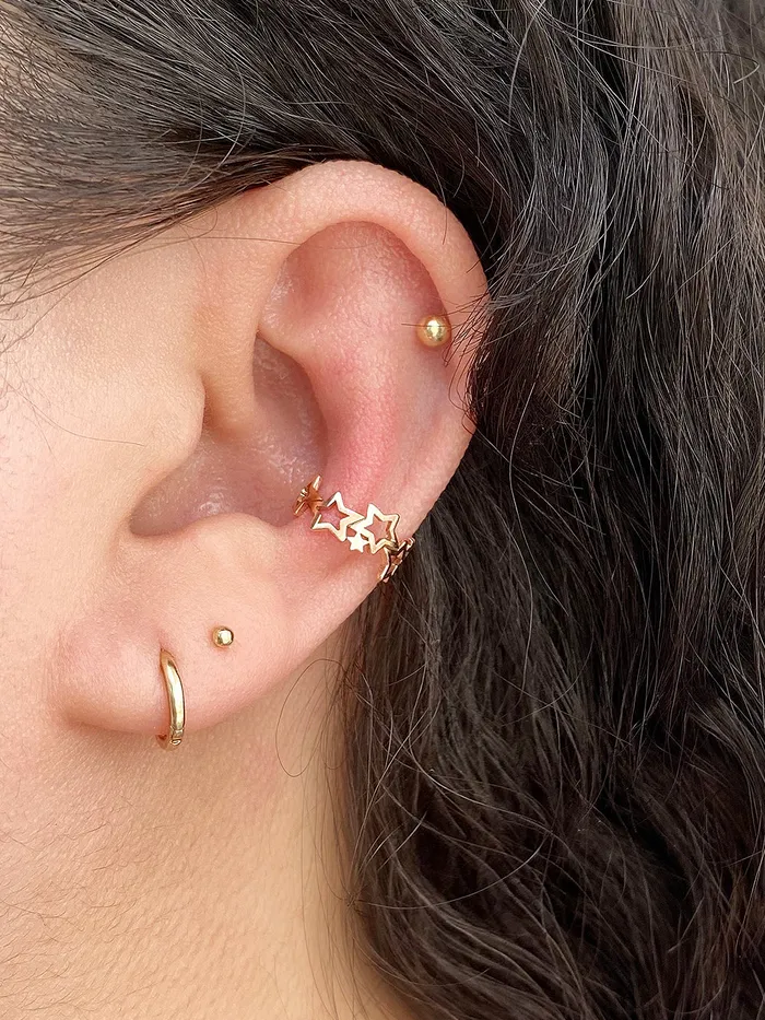MinimalBijoux Earrings 14K Gold Star Ear Cuff