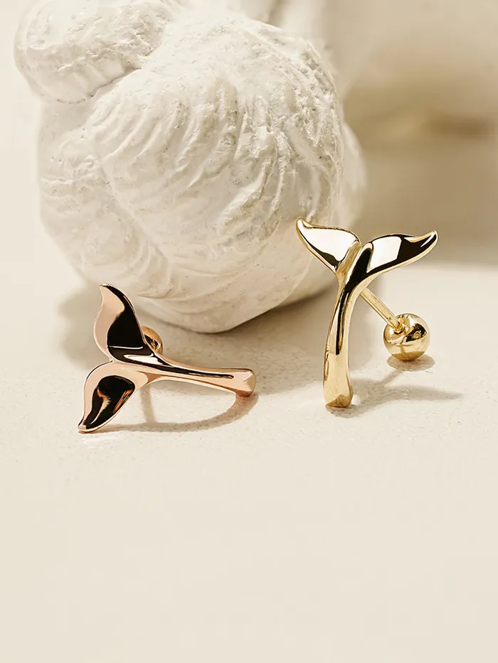 MinimalBijoux Earrings 14K Gold Whale Tale Cartilage Earring 20G18G16G