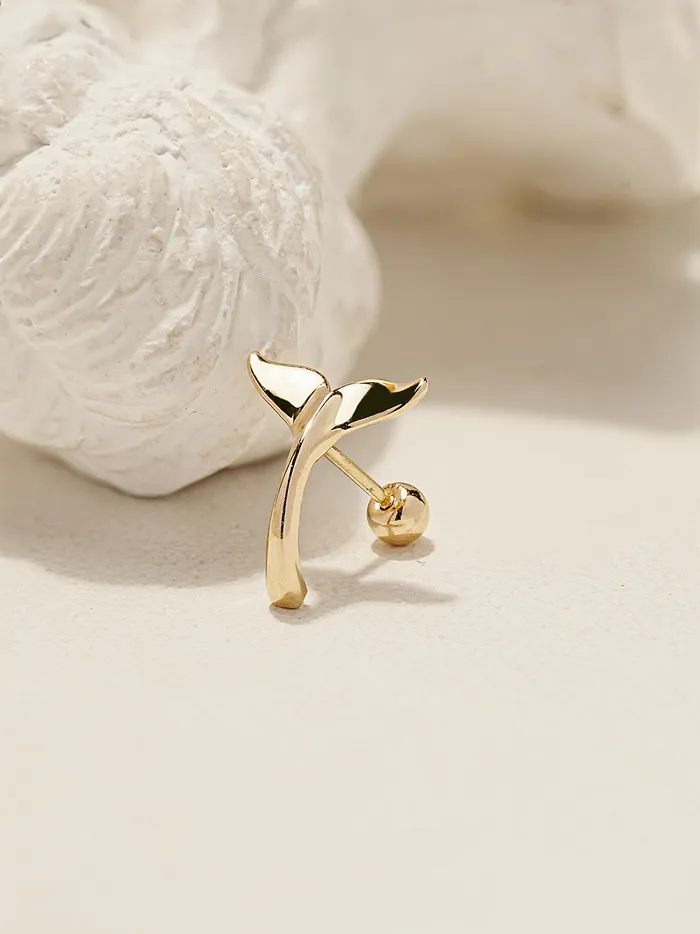 MinimalBijoux Earrings 14K Gold Whale Tale Cartilage Earring 20G18G16G